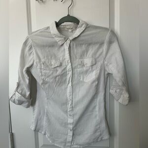 Anthropologie Eden & Olivia Classic Collared Half Sleeve Button Down Shirt